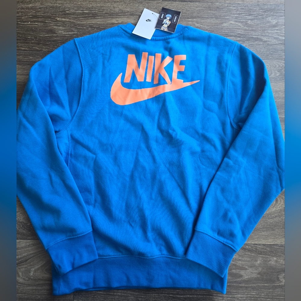 Nike CrewNeck Sweatshirt Photo Blue/Orange Trance Mens Small DQ4072-435 - Picture 2 of 6